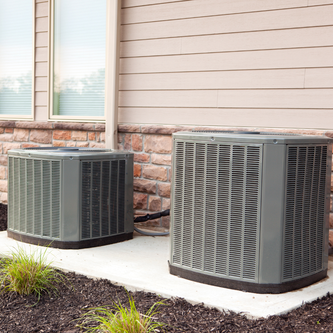 Two new modern high efficiency air conditioner condensers
