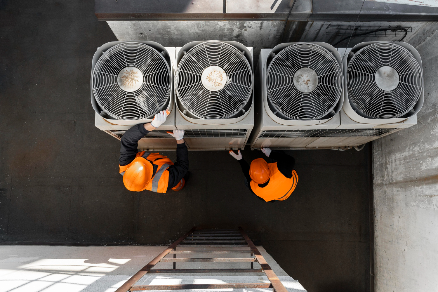 HVAC contractors at work