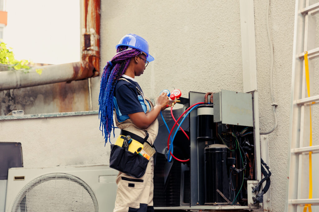 HVAC maintenance being carried out by a technician in phoenixville